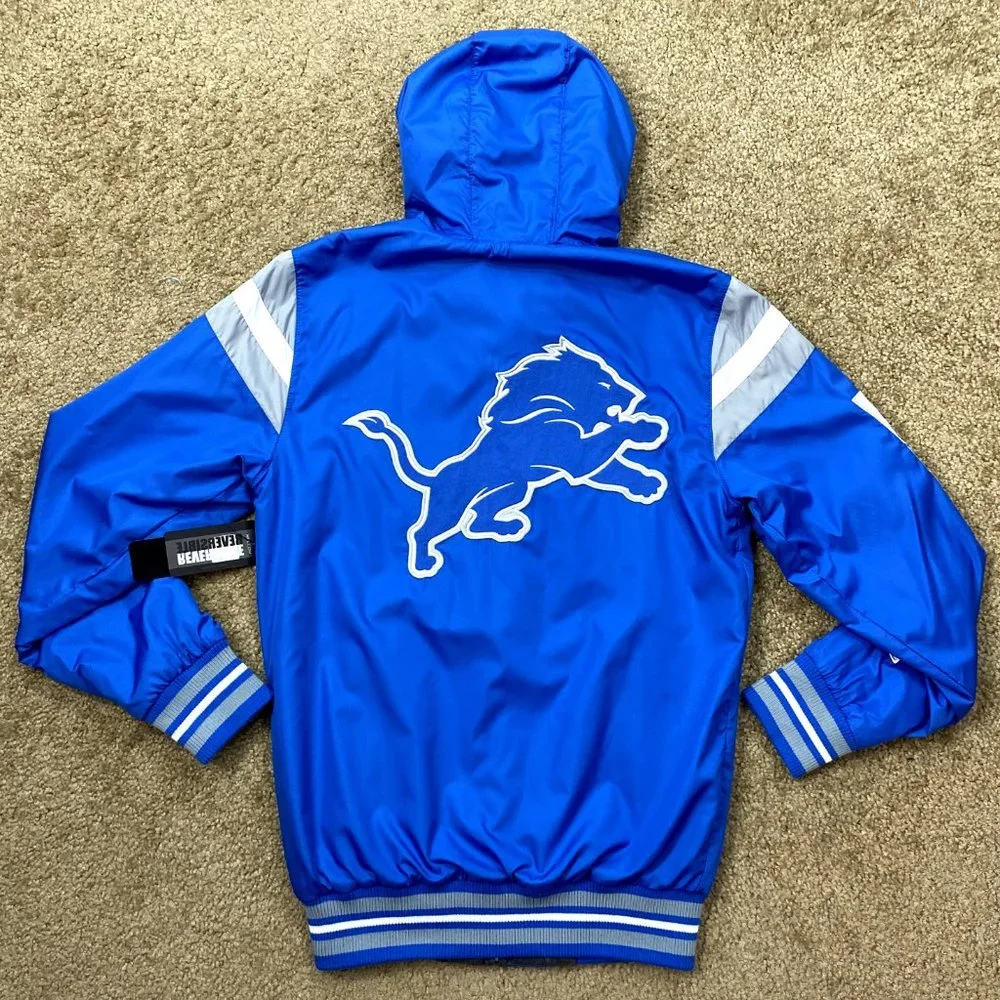 Detroit Lions Reversible Hooded Jacket with Sewn & Screen Logos X-SMALL